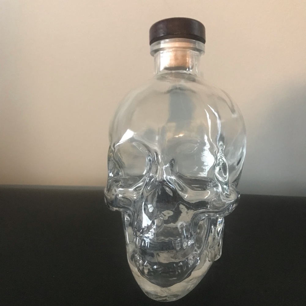 Glass skull bottle